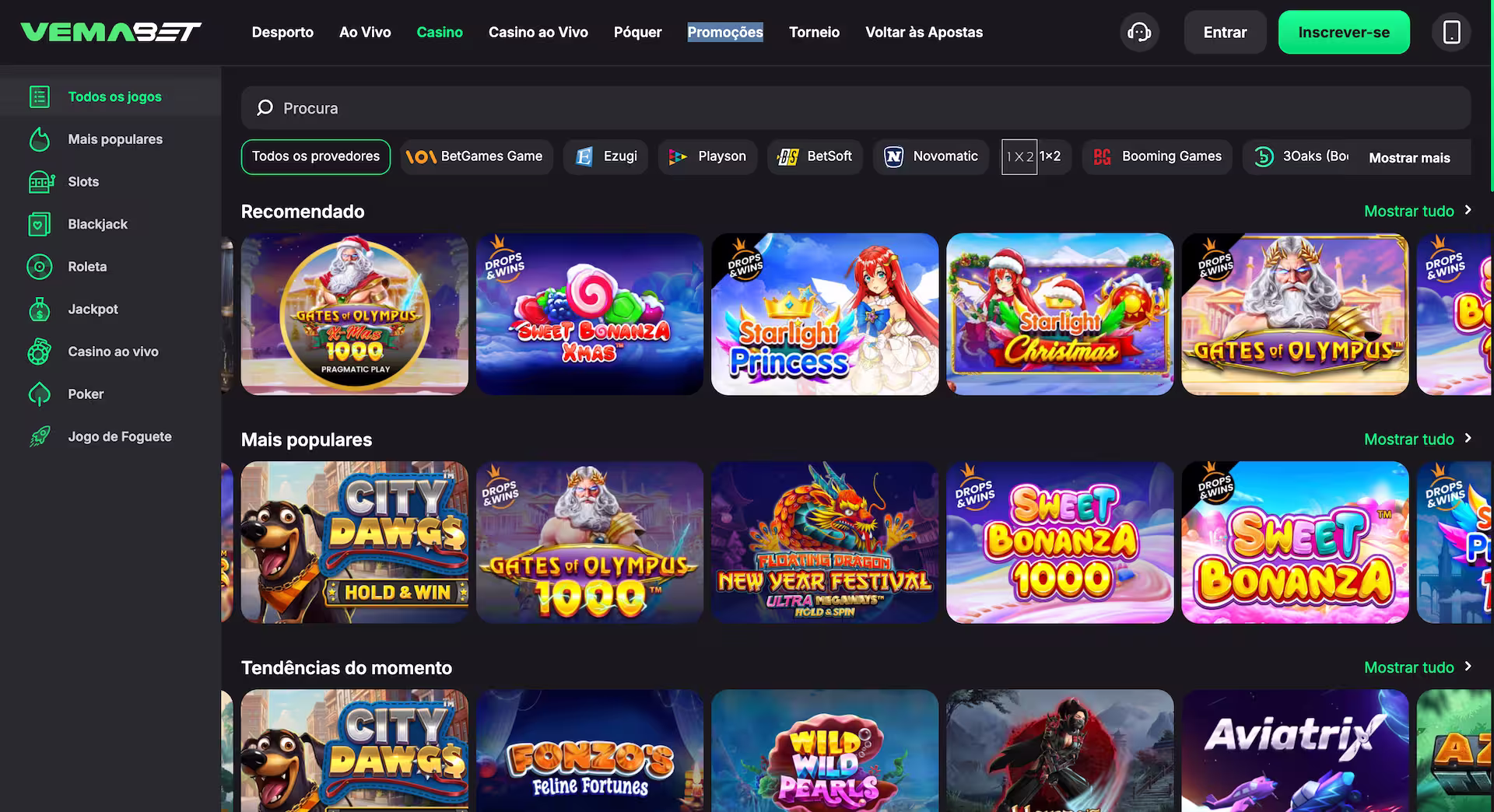 Jogos de Casino na Vemabet